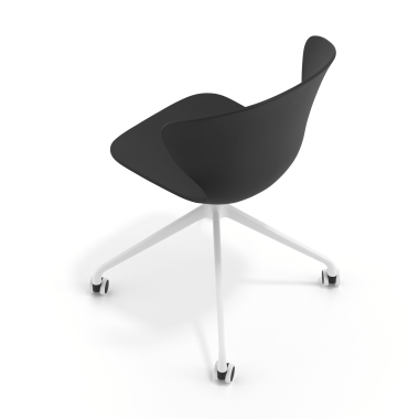 cadeira de reuniao branco preto com rodizios plastico bracos fixos 7