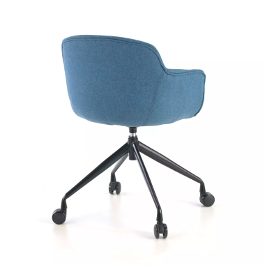 cadeira sala de espera preto azul giratoria com rodizios tecido bracos estofados 6