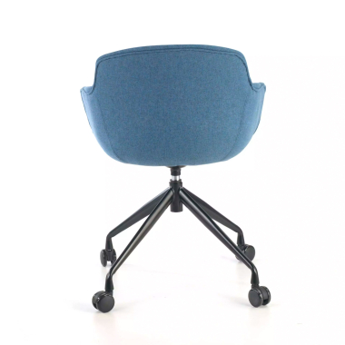 cadeira sala de espera preto azul giratoria com rodizios tecido bracos estofados 7