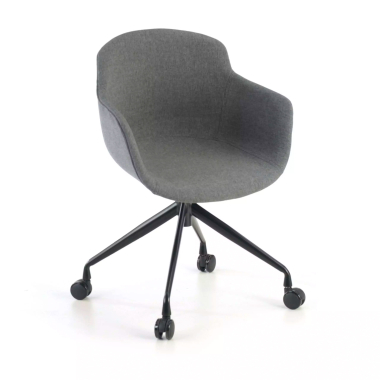 cadeira sala de espera preto antracite giratoria com rodizios tecido bracos estofados 1