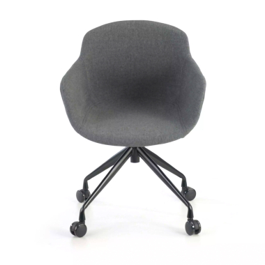 cadeira sala de espera preto antracite giratoria com rodizios tecido bracos estofados 3