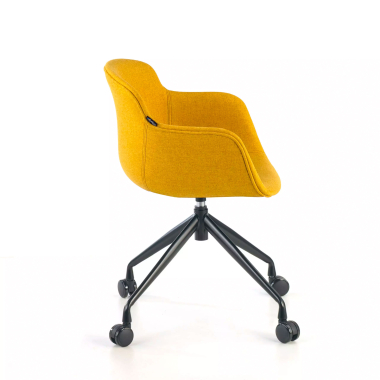 cadeira sala de espera preto amarelo giratoria com rodizios tecido bracos estofados 5