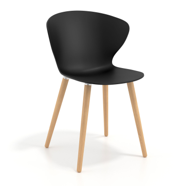 cadeira nordica preto pes de madeira plastico bracos fixos 1