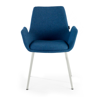 cadeira sala de espera branco azul 4 patas tecido bracos estofados 3