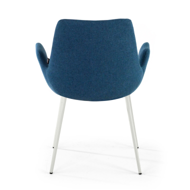 cadeira sala de espera branco azul 4 patas tecido bracos estofados 6