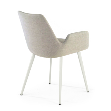 cadeira sala de espera branco cinza 4 patas tecido bracos estofados 5
