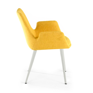 cadeira sala de espera branco amarelo 4 patas tecido bracos estofados 4