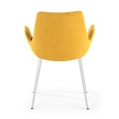cadeira sala de espera branco amarelo 4 patas tecido bracos estofados 6