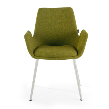 cadeira sala de espera branco verde 4 patas tecido bracos estofados 3
