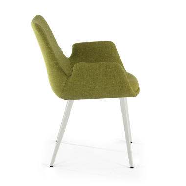cadeira sala de espera branco verde 4 patas tecido bracos estofados 4