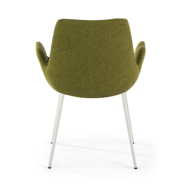 cadeira sala de espera branco verde 4 patas tecido bracos estofados 6