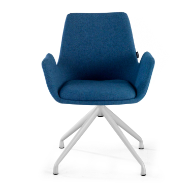 cadeira sala de espera branco azul giratoria tecido bracos estofados 3