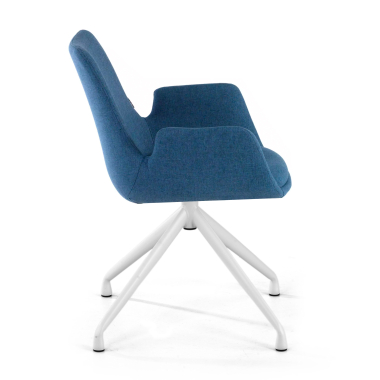 cadeira sala de espera branco azul giratoria tecido bracos estofados 4