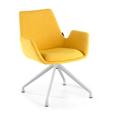 cadeira sala de espera branco amarelo giratoria tecido bracos estofados 1