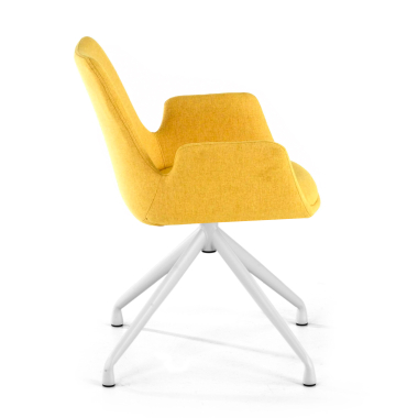 cadeira sala de espera branco amarelo giratoria tecido bracos estofados 4