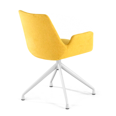 cadeira sala de espera branco amarelo giratoria tecido bracos estofados 5