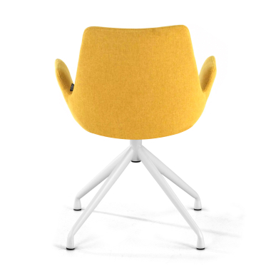 cadeira sala de espera branco amarelo giratoria tecido bracos estofados 6