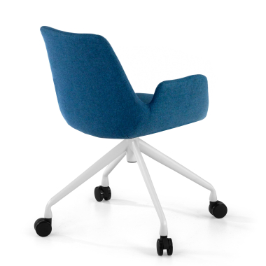 cadeira sala de espera branco azul giratoria com rodizios tecido bracos estofados 5