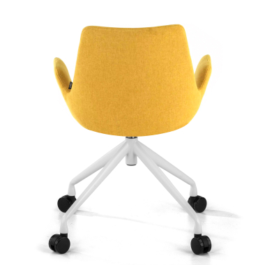 cadeira sala de espera branco amarelo giratoria com rodizios tecido bracos estofados 6