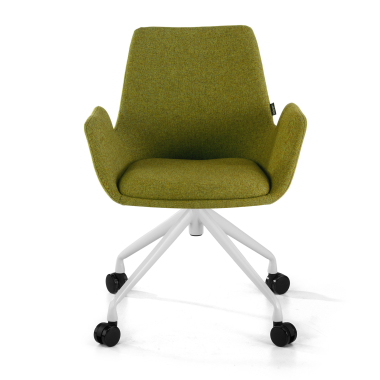 cadeira sala de espera branco verde giratoria com rodizios tecido bracos estofados 3