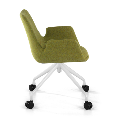 cadeira sala de espera branco verde giratoria com rodizios tecido bracos estofados 4