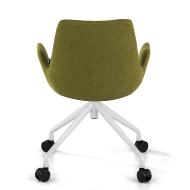 cadeira sala de espera branco verde giratoria com rodizios tecido bracos estofados 6