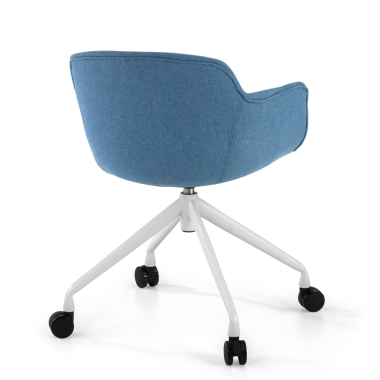 cadeira sala de espera branco azul giratoria com rodizios tecido bracos estofados 5