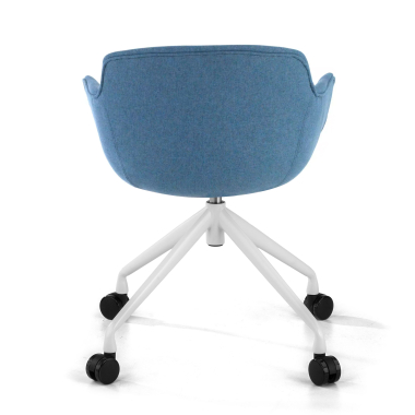 cadeira sala de espera branco azul giratoria com rodizios tecido bracos estofados 6