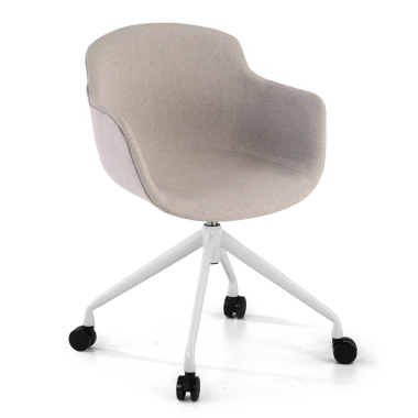cadeira sala de espera branco cinza giratoria com rodizios tecido bracos estofados 1