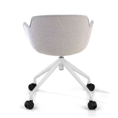 cadeira sala de espera branco cinza giratoria com rodizios tecido bracos estofados 6