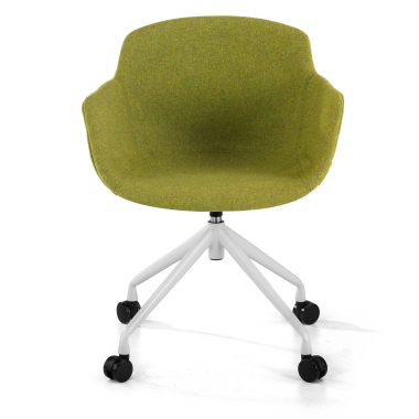 cadeira sala de espera branco verde giratoria com rodizios tecido bracos estofados 3