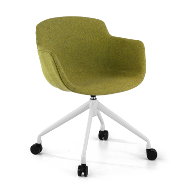 cadeira sala de espera branco verde giratoria com rodizios tecido bracos estofados 1
