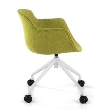 cadeira sala de espera branco verde giratoria com rodizios tecido bracos estofados 4