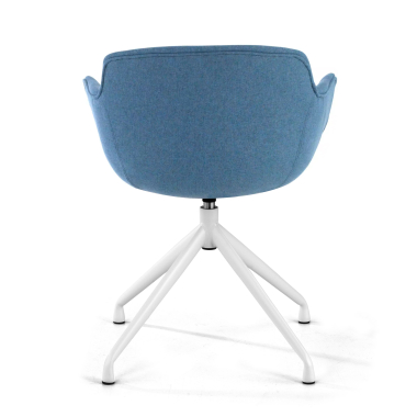 cadeira sala de espera branco azul base piramide tecido bracos estofados 5