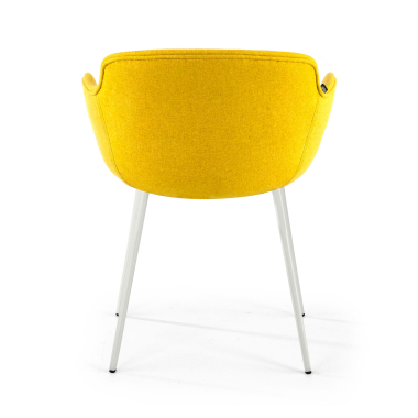 cadeira sala de espera branco amarelo 4 patas tecido bracos estofados 6