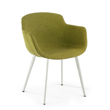 cadeira sala de espera branco verde 4 patas tecido bracos estofados 1