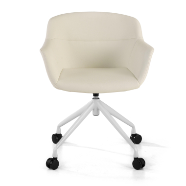 cadeira sala de espera branco branco com rodizios pele sintetica bracos estofados 4