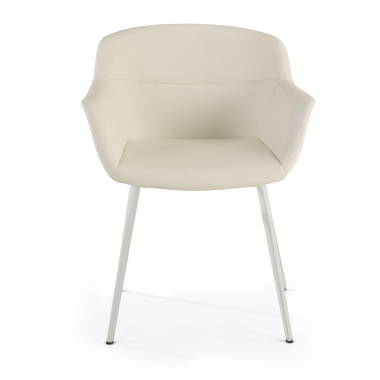 cadeira sala de espera branco branco 4 patas pele sintetica bracos estofados 3