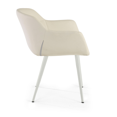 cadeira sala de espera branco branco 4 patas pele sintetica bracos estofados 4