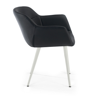 cadeira sala de espera branco preto 4 patas pele sintetica bracos estofados 4