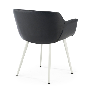 cadeira sala de espera branco preto 4 patas pele sintetica bracos estofados 5