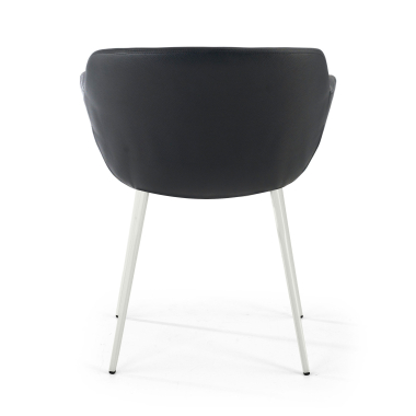 cadeira sala de espera branco preto 4 patas pele sintetica bracos estofados 6