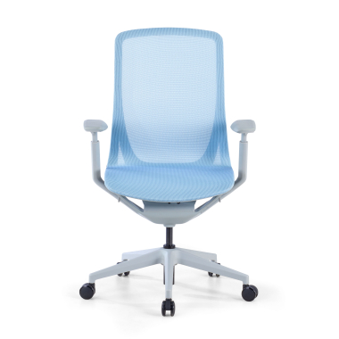 cadeira de design branco azul kinet malha mesh bracos regulaveis 3d 3