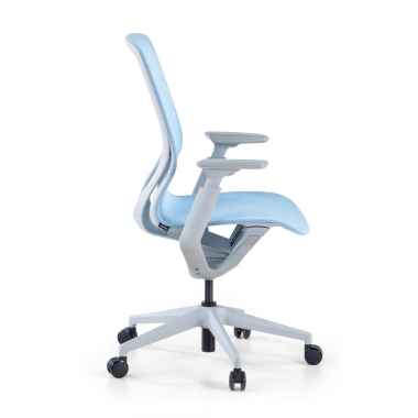 cadeira de design branco azul kinet malha mesh bracos regulaveis 3d 4