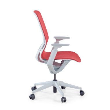 cadeira de design branco vermelho kinet malha mesh bracos regulaveis 3d 4