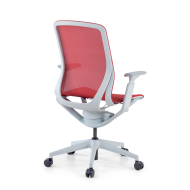 cadeira de design branco vermelho kinet malha mesh bracos regulaveis 3d 6