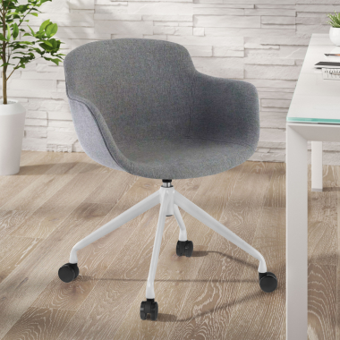 cadeira sala de espera branco antracite giratoria com rodizios tecido bracos estofados 2