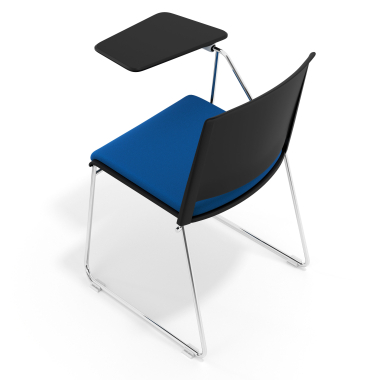 cadeira com palmatoria preto azul com pala de escrita estofada tecido sem bracos 7