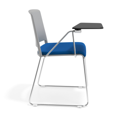 cadeira com palmatoria cinzento azul com pala de escrita estofada tecido sem bracos 3