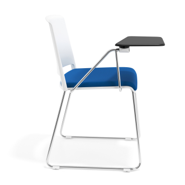 cadeira com palmatoria branco azul com pala de escrita estofada tecido sem bracos 3